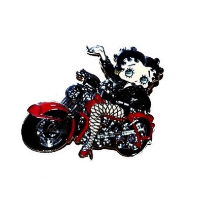 Bijoux de mariage : broches  - Broche Plaqu Argent Betty Boop En Moto Harley : illustration