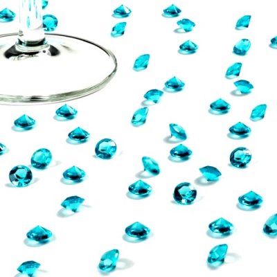 Dcoration de Fte, Anniversaire, Mariage, Baptme  - Diamants de Table Mariage Turquoise 10 mm (lot de ... : illustration