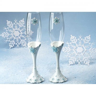 Mariage thme hiver  - Fltes  Champagne Mariage Flocon de Neige x 2 Pieces : illustration