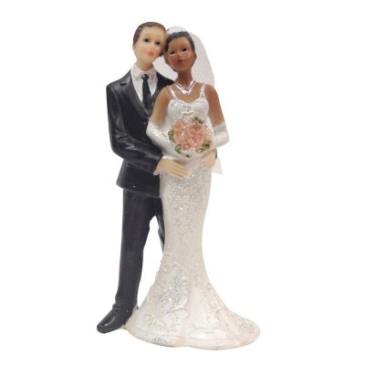 Dcoration de Table Mariage  - Figurine mariage mixte, femme de couleur et homme ... : illustration