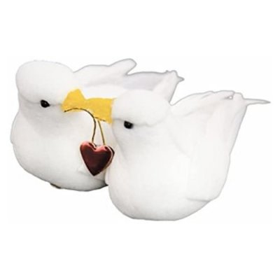 Mariage thme oiseaux/colombes  - Colombes blanche avec coeur sur pince 5cm x 2 pices : illustration