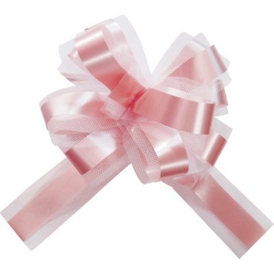 Dcoration de Baptme  - Grand noeud automatique rose et tulle blanc (Lot de ... : illustration