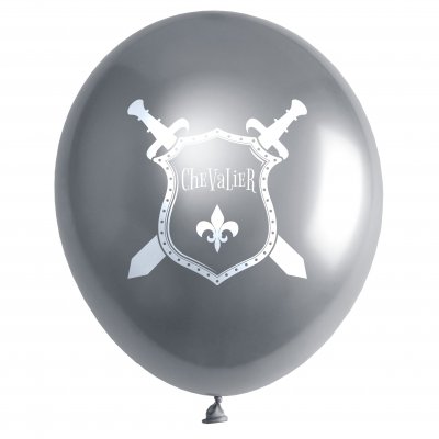 Mariage thme Chevalier  - 6 Ballons chevalier argent : illustration