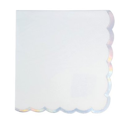 Vaisselle Jetable  - Serviettes blanc et liser argent x 16 : illustration