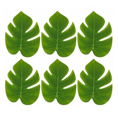 Dcoration de Baptme  - 6 feuilles tropicales vertes 12 x 15 cm Dco mariage : illustration