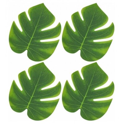Mariage thme champtre  - 4 feuilles tropicales vertes 18 x 21 cm cm Dco mariage : illustration