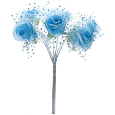 Dcoration de Baptme  - Fleurs artificielles et tulle  pois turquoise 12 ... : illustration