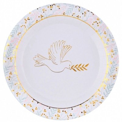 Decoration Mariage  - Assiettes jetable thme Colombe : illustration