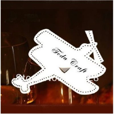 Marque-place mariage  - 10 Marque-places avion rtro blanc perl  : illustration