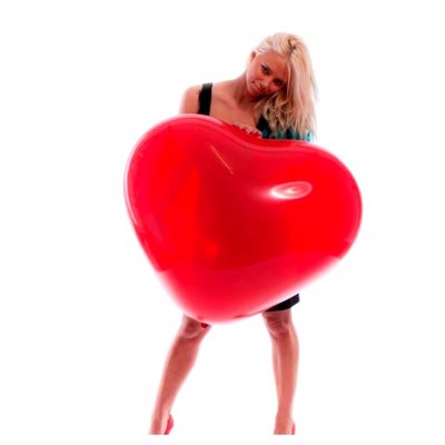 Ballon mariage  - Ballon gant coeur rouge 90 cm : illustration