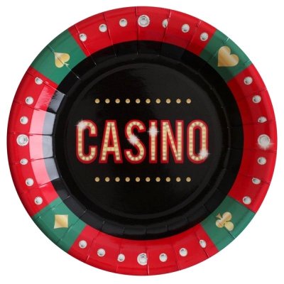 Mariage thme casino poker Las Vgas  - 10 Assiettes en carton casino 22,5 cm  : illustration