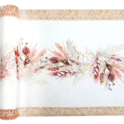 Vaisselle Jetable  - Chemin de table romance motif fleurs sches 3 m : illustration