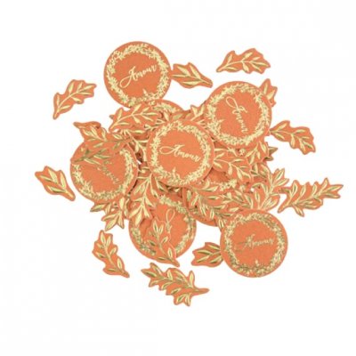 Dcoration de Table Mariage  - 100 Confettis de table Terracotta Jolis Brins Or : illustration