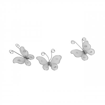 Mariage thme papillons  - 8 papillons organza blancs 26 x 24 mm dcoration de ... : illustration