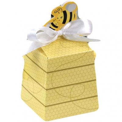 Contenant dragees pour communion  - 10 Botes  drages en carton abeille  : illustration