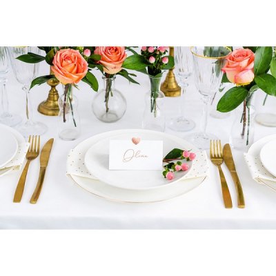 Marque-place mariage  - 10 Marque Places Chevalet Blanc - Coeur Rose Gold : illustration