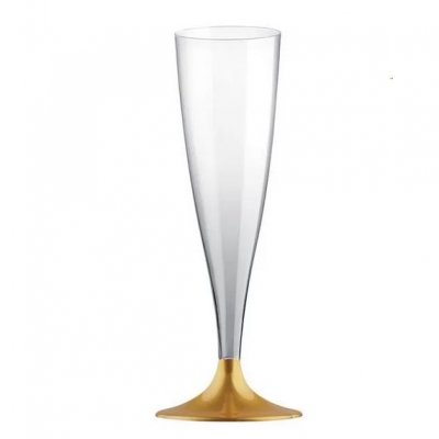Dco de table Communion  - Fltes champagne en plastique pied or x 10  : illustration