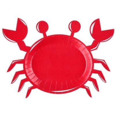 Vaisselle Jetable  - Assiettes Crabe Bord de Mer Rouge x 10 : illustration