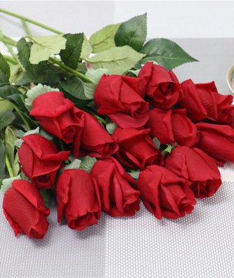15 roses artificielles  - Couleurs au choix