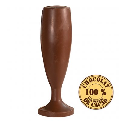 Dco de table Communion  - Flute champagne en chocolat au lait 100 Gr : illustration