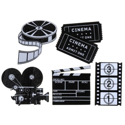 Thme retraite  - 10 Confettis de table en bois - The Cinema : illustration