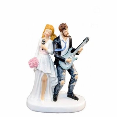 Mariage thme musique  - Figurine mariage, couple de maris avec guitare  : illustration