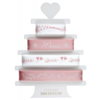 Dcoration de Communion  - Ruban autocollant 'Merci' et 'Love' en blanc et blush ... : illustration
