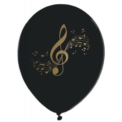 Dcoration de Communion  - 8 Ballons musique - 23 cm - Noir et or -  Disque d'Or : illustration