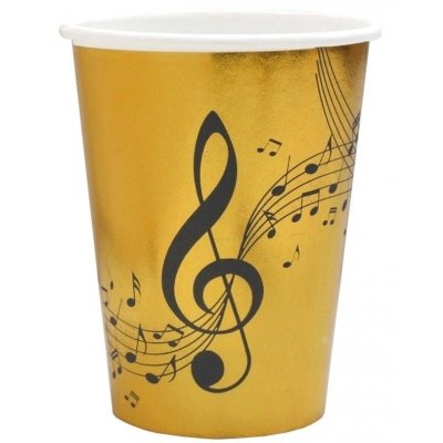 Vaisselle Jetable  - 10 gobelets en carton musique - Disque d'or -  : illustration