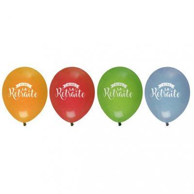 Thme retraite  - 8 Ballons latex retraite multicolores  : illustration