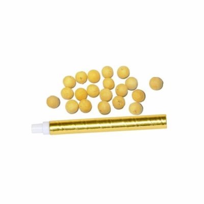 Dcoration de Table  - Sarbacane dore 18 cm + 20 boules jaune d'or : illustration