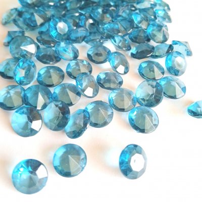 Dcoration de Baptme  - 100 Diamants de table 10 mm bleu canard  : illustration