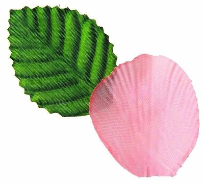 Ptales pour dcoration de table  -  100 Ptales de Rose Artificiels Rose avec Feuilles : illustration