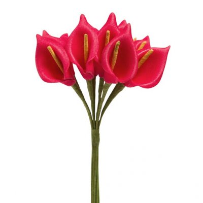 Dco de table Baptme  - Fleur Mariage - 12 petites Arum sur tige - rouge  : illustration