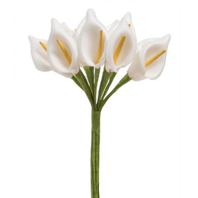 Fleurs dcoratives mariage  - 12 petits Arum sur tige blanc : illustration