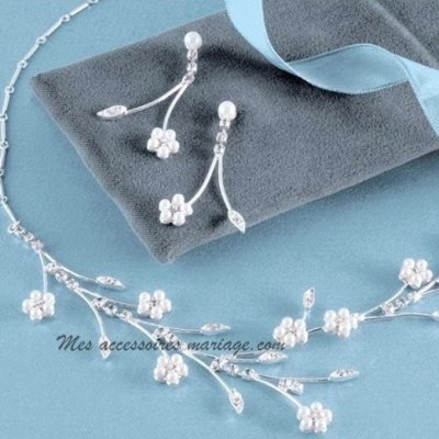 Parures de mariage en perles  - Parure Mariage Bijoux Rhodi Argent Cristal et Perle ... : illustration