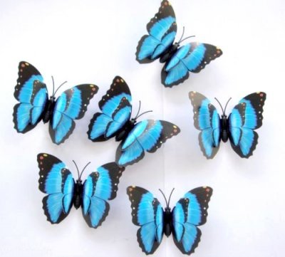 Mariage thme papillons  - Papillon Bleu Dcoration Mariage (lot de 12) : illustration
