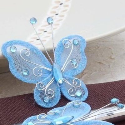 Dco de table Communion  - Papillons Bleu Ciel Dcoration Mariage (lot de 10) : illustration