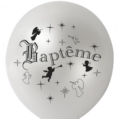 Ballon de Baptme-Naissance  - 10 Ballons Blancs Bapteme Mtalliss 
