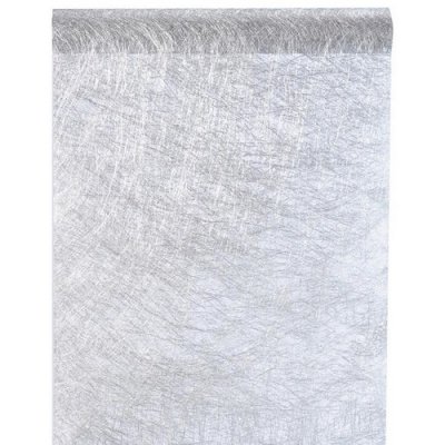 Mariage thme argent / gris  - Chemin de Table Fanon Argent 5 m x 30 cm : illustration