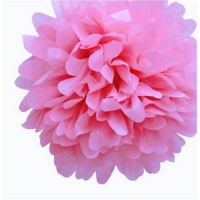 Decoration Mariage  - Pompon boule en papier de soie rose 35 cm : illustration