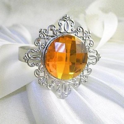 Mariage thme diamant  - Rond de serviette mariage bague diamant orange : illustration
