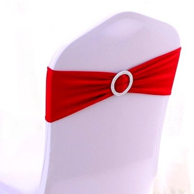 Decoration Mariage  - 10 Noeuds ceinture de chaise mariage en lycra rouge : illustration