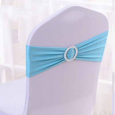 Decoration Mariage  - Noeud de chaise mariage en lycra bleu  : illustration