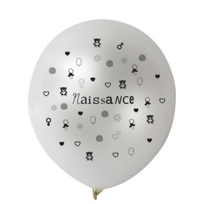 Dcoration de Salle  - 10 Ballons Baptme Mtal Srigraphis Naissance : illustration