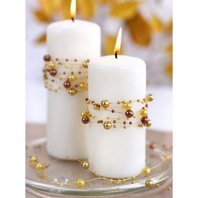 Perles pour dcoration de table  - Guirlande de Perles Or Dcoration Mariage   : illustration