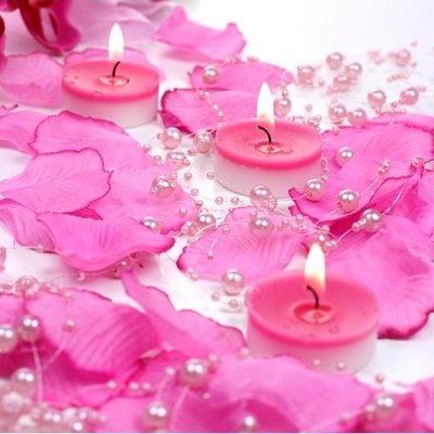 Perles pour dcoration de table  - Guirlande De Perles Rose Mariage 130 cm : illustration