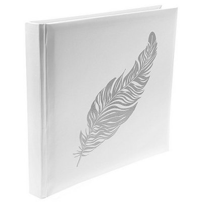 Decoration Mariage  - Livre d'Or Blanc Plume Gris Argent : illustration