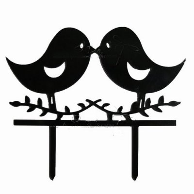Mariage thme oiseaux/colombes  - Figurine de mariage oiseaux - coloris noir : illustration