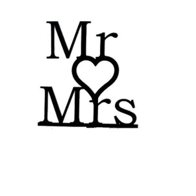 Figurines Mariage  - Lettre Mr & Mrs pour gteau de mariage - coloris noir : illustration